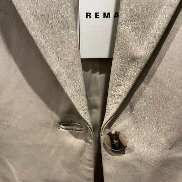 REMAIN Birger Christensen Authentic Camel/Beige/Tan Leather Blazer BNWT Size L